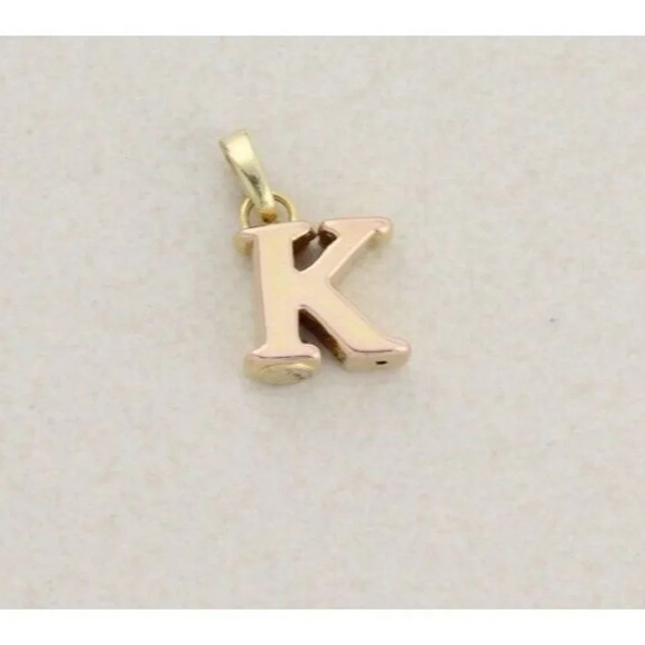 Pendant Only 10k Yellow Gold Letter 'K' Pendant Puffy Hollow Design - Picture 6 of 7